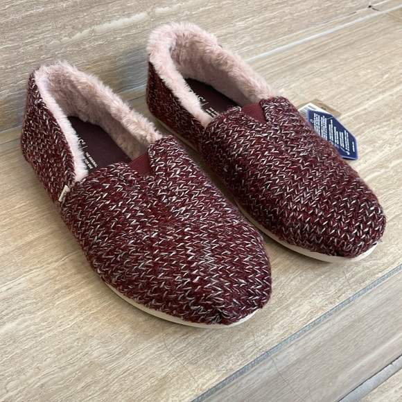 TOMS NWT Women’s Size 9.5 Alpargata Burgundy Mist Sweater Knit Slip on ortholite - Picture 5 of 11